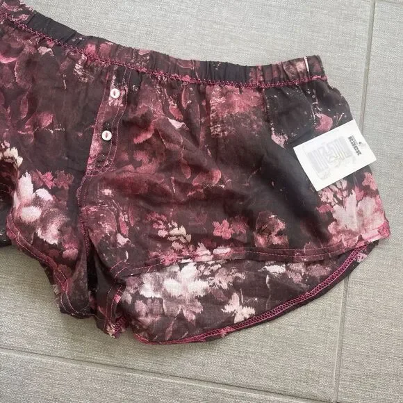 FREE PEOPLE Forget Me Not Cotton Blend Short Pajamas Medium NEW Lounge Floral